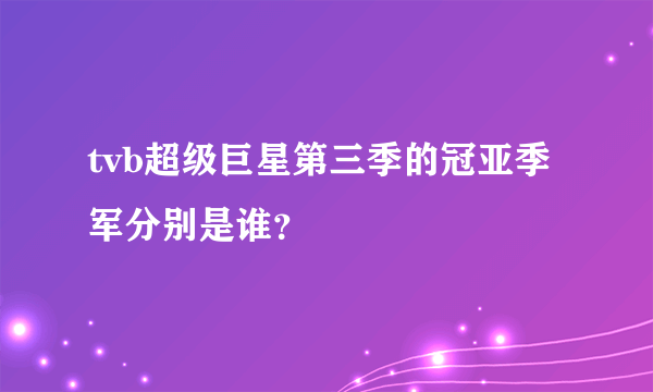 tvb超级巨星第三季的冠亚季军分别是谁？