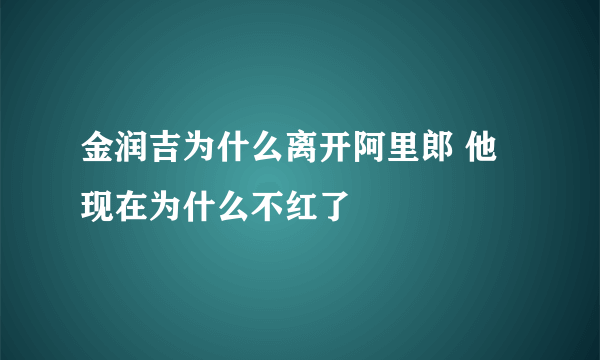 金润吉为什么离开阿里郎 他现在为什么不红了