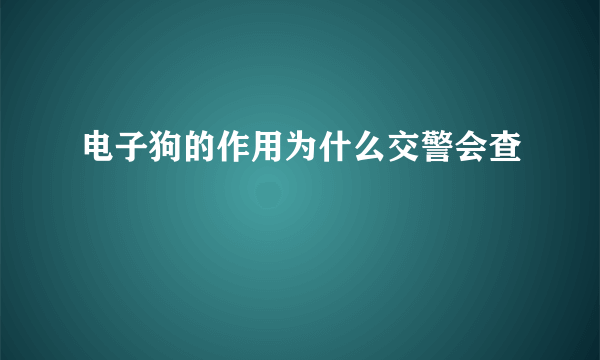 电子狗的作用为什么交警会查