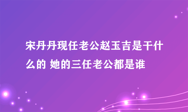 宋丹丹现任老公赵玉吉是干什么的 她的三任老公都是谁