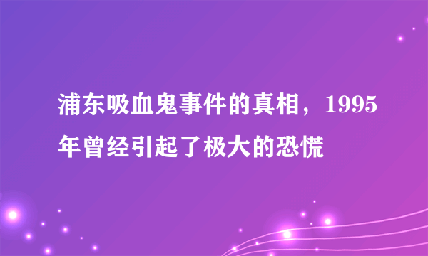 浦东吸血鬼事件的真相，1995年曾经引起了极大的恐慌