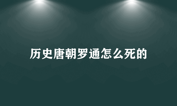 历史唐朝罗通怎么死的