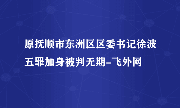 原抚顺市东洲区区委书记徐波五罪加身被判无期-飞外网