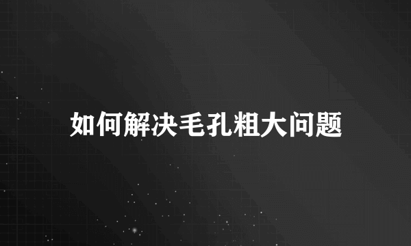 如何解决毛孔粗大问题