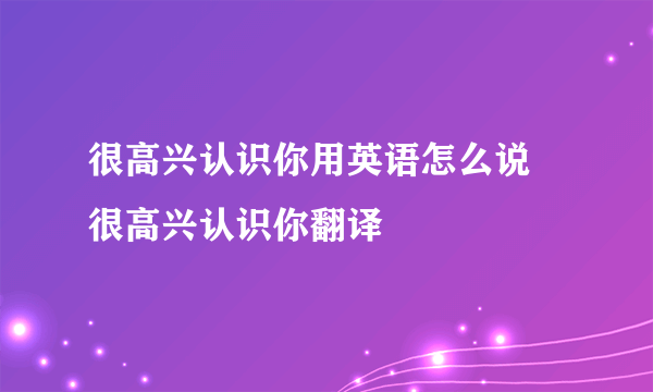 很高兴认识你用英语怎么说 很高兴认识你翻译