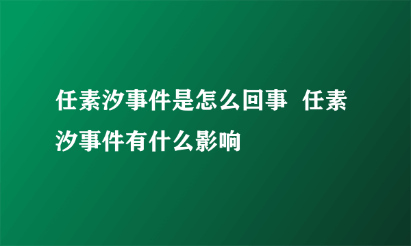 任素汐事件是怎么回事  任素汐事件有什么影响