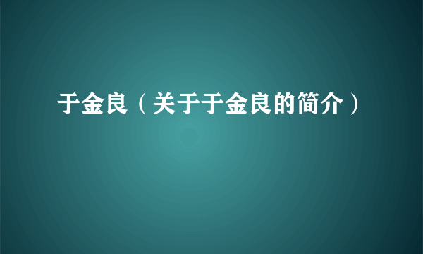 于金良（关于于金良的简介）