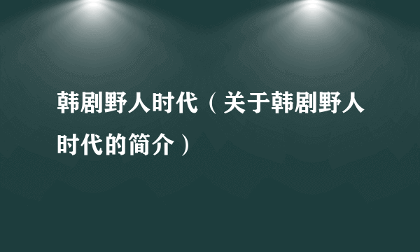 韩剧野人时代（关于韩剧野人时代的简介）