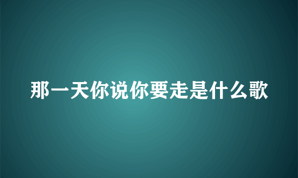 那一天你说你要走是什么歌