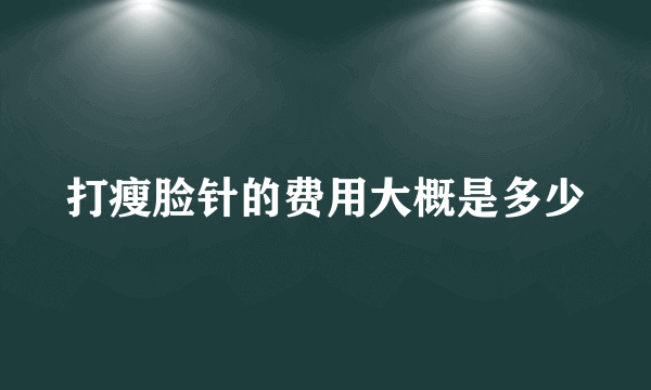 打瘦脸针的费用大概是多少