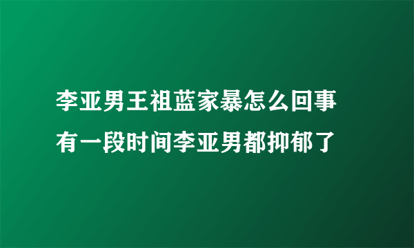 李亚男王祖蓝家暴怎么回事 有一段时间李亚男都抑郁了