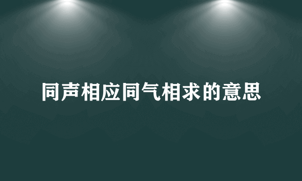 同声相应同气相求的意思