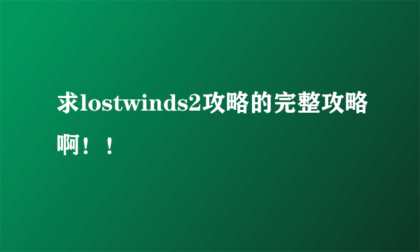 求lostwinds2攻略的完整攻略啊！！