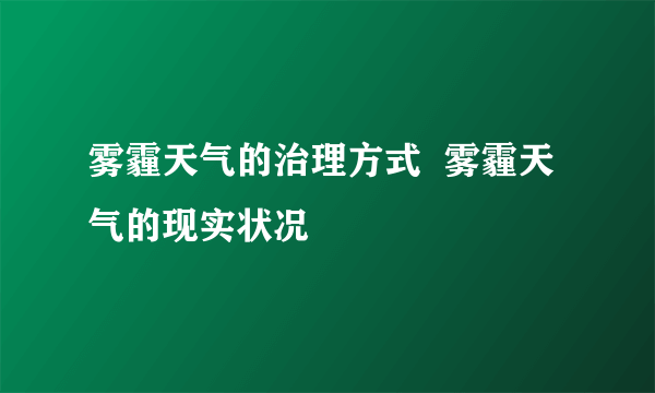 雾霾天气的治理方式  雾霾天气的现实状况