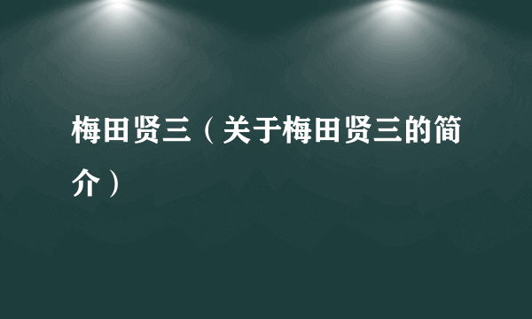 梅田贤三（关于梅田贤三的简介）