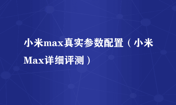 小米max真实参数配置（小米Max详细评测）