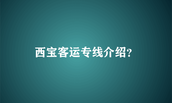 西宝客运专线介绍？