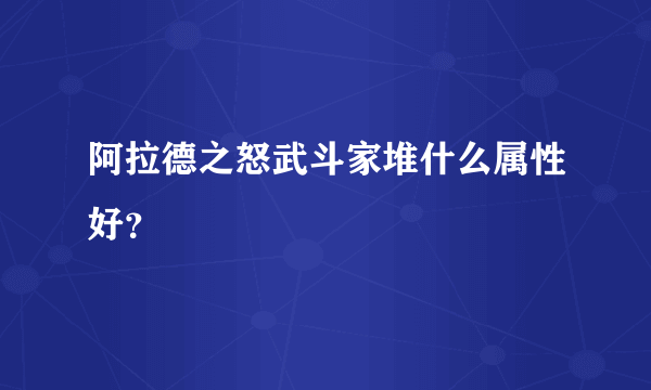 阿拉德之怒武斗家堆什么属性好？