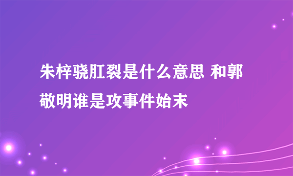 朱梓骁肛裂是什么意思 和郭敬明谁是攻事件始末