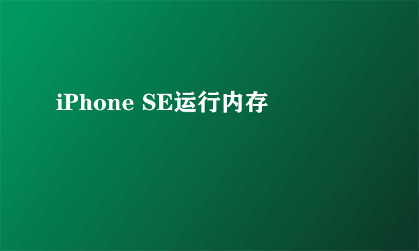 iPhone SE运行内存