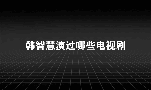 韩智慧演过哪些电视剧