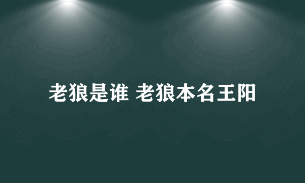 老狼是谁 老狼本名王阳