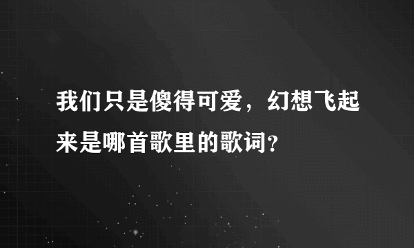 我们只是傻得可爱，幻想飞起来是哪首歌里的歌词？