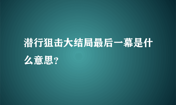 潜行狙击大结局最后一幕是什么意思？