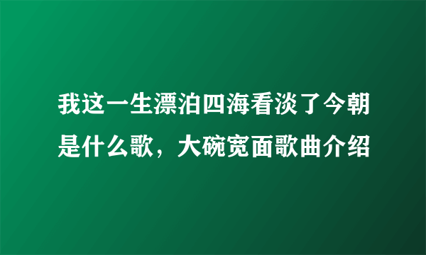 我这一生漂泊四海看淡了今朝是什么歌，大碗宽面歌曲介绍