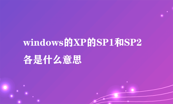 windows的XP的SP1和SP2各是什么意思