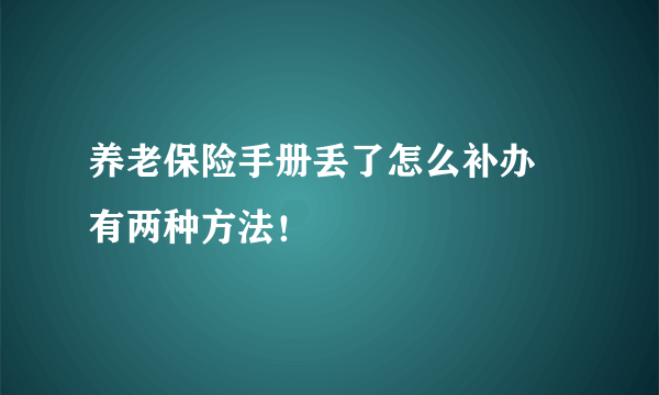 养老保险手册丢了怎么补办 有两种方法！