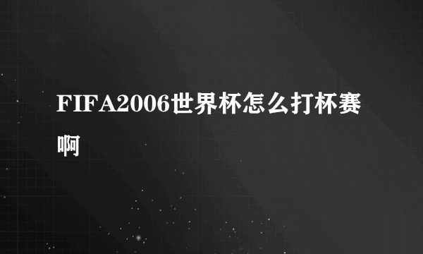 FIFA2006世界杯怎么打杯赛啊