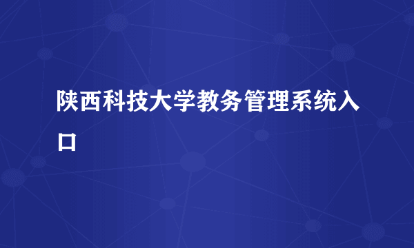 陕西科技大学教务管理系统入口 