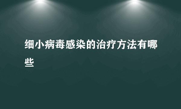 细小病毒感染的治疗方法有哪些