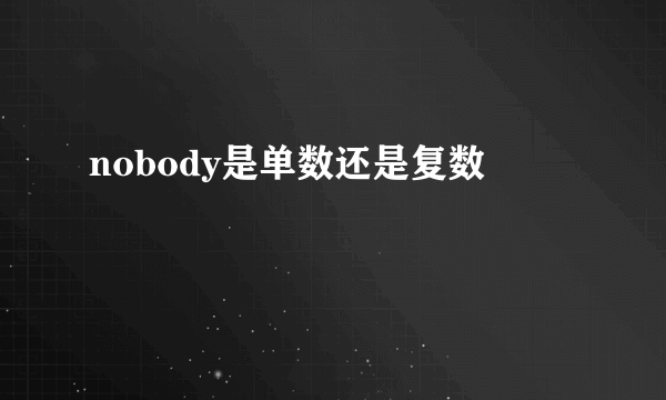 nobody是单数还是复数