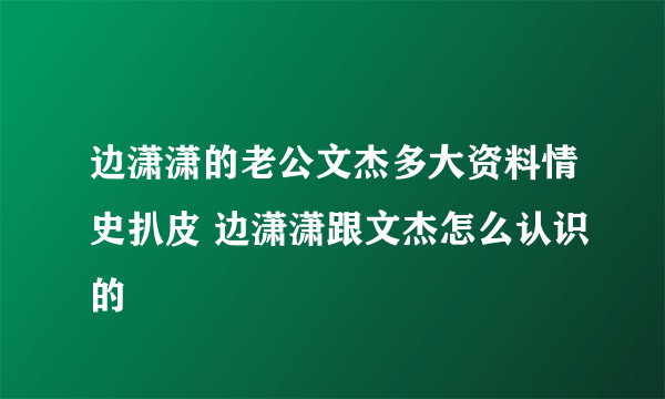 边潇潇的老公文杰多大资料情史扒皮 边潇潇跟文杰怎么认识的