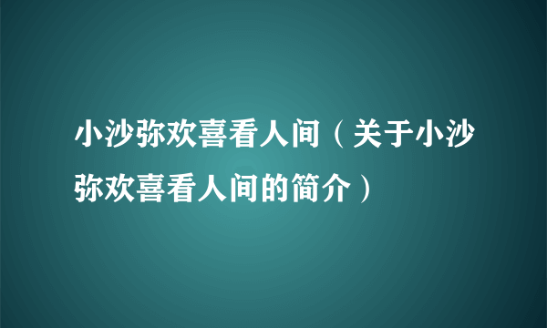 小沙弥欢喜看人间（关于小沙弥欢喜看人间的简介）