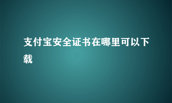 支付宝安全证书在哪里可以下载