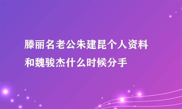 滕丽名老公朱建昆个人资料 和魏骏杰什么时候分手