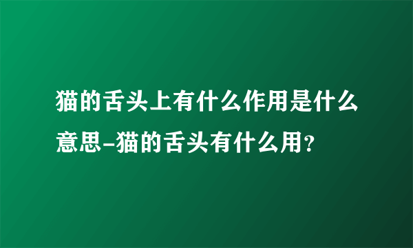 猫的舌头上有什么作用是什么意思-猫的舌头有什么用？