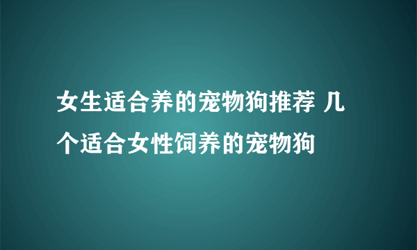 女生适合养的宠物狗推荐 几个适合女性饲养的宠物狗