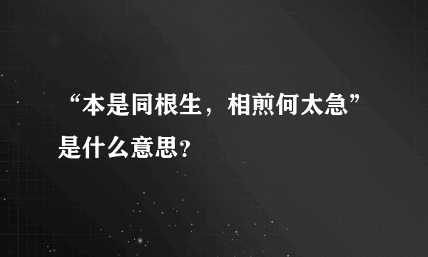 “本是同根生，相煎何太急”是什么意思？