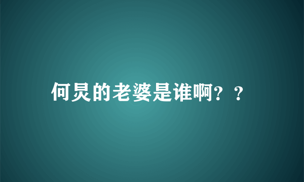 何炅的老婆是谁啊？？