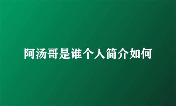 阿汤哥是谁个人简介如何