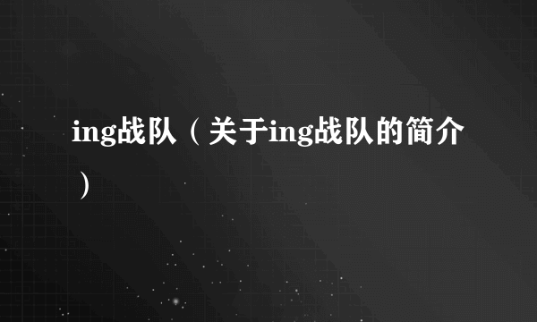 ing战队（关于ing战队的简介）