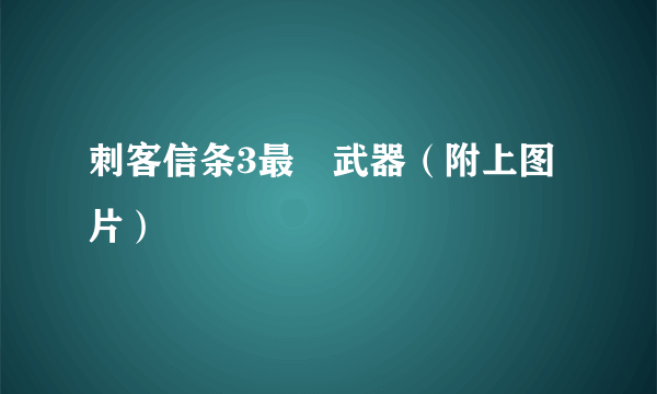 刺客信条3最屌武器（附上图片）