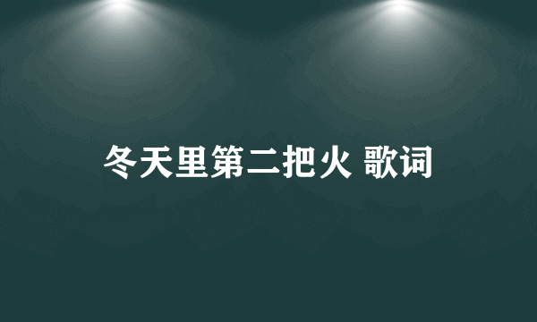 冬天里第二把火 歌词