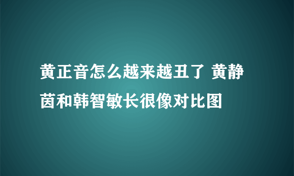 黄正音怎么越来越丑了 黄静茵和韩智敏长很像对比图