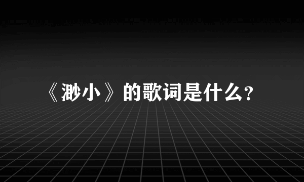 《渺小》的歌词是什么？