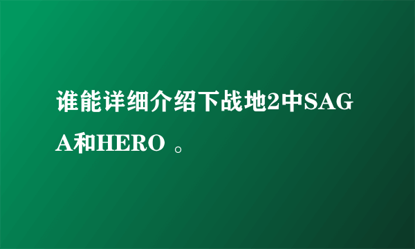 谁能详细介绍下战地2中SAGA和HERO 。